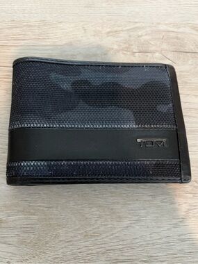 Tumi Black/Gray Camouflage Bifold Wallet